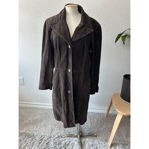 Vintage 90's Express Brown Women's Suede Long Jacket